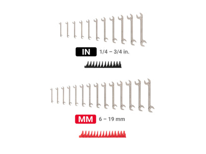 Tekton Angle Head Open End Wrench Set with Modular Organizers, 25-Piece (1/4-3/4 in, 6-19 mm)