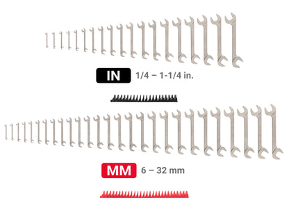Tekton Angle Head Open End Wrench Set with Modular Organizers, 46-Piece (1/4 - 1-1/4 in, 6 - 32 mm)