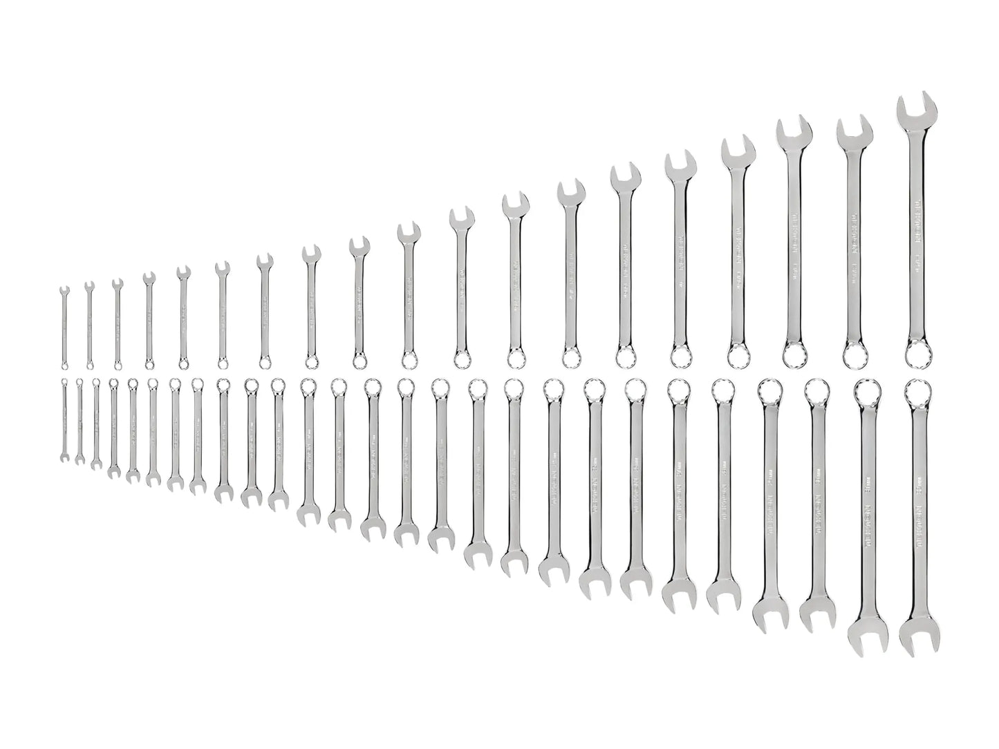 Tekton Combination Wrench Set, 46-Piece (1/4 - 1-1/4 in, 6-32 mm) Front View