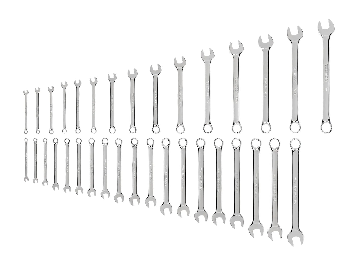 Tekton Combination Wrench Set, 34-Piece (1/4-1 in, 6-24 mm) Front View