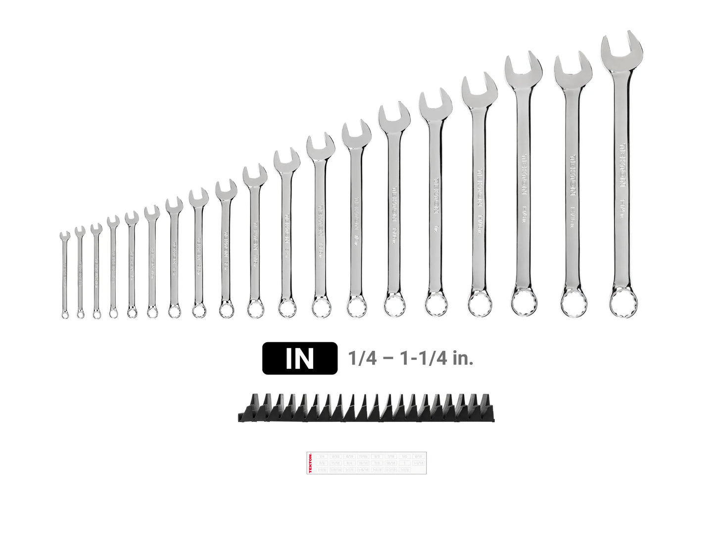 Tekton Combination Wrench Set with Modular Organizers, 19-Piece (1/4 - 1-1/4 in)