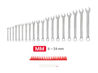 Tekton Combination Wrench Set with Modular Organizers, 19-Piece (6-24 mm) Front View