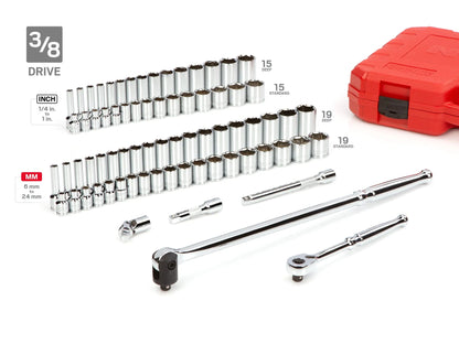 Tekton 1/4", 3/8", 1/2" Drive 6-Point Socket and Ratchet Set with Cases, 212-Piece (5/32" - 1-5/16", 4 - 32 mm)