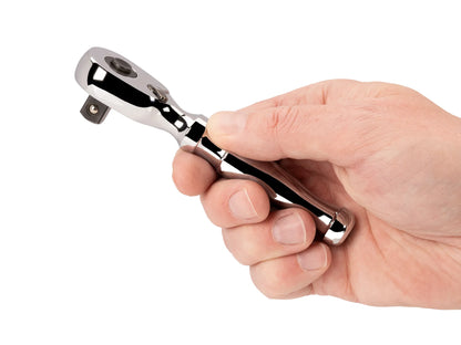 Tekton 3/8" Drive x 4.5" Stubby Ratchet with Quick Release Button Left View