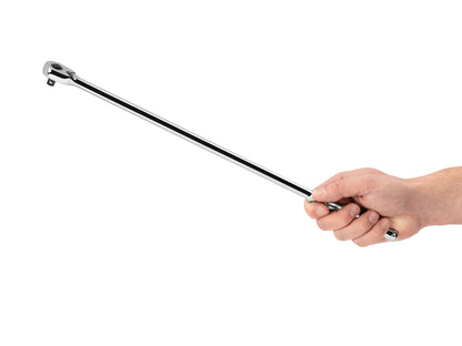 Tekton 3/8" Drive x 18" Polished Grip Extra-Long Ratchet with Quick Release Button Left View