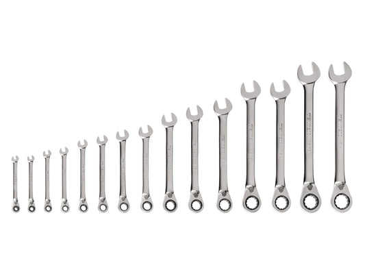 Tekton Reversible 12-Point Ratcheting Combination Wrench Set, 15-Piece (1/4-1 in) Front View