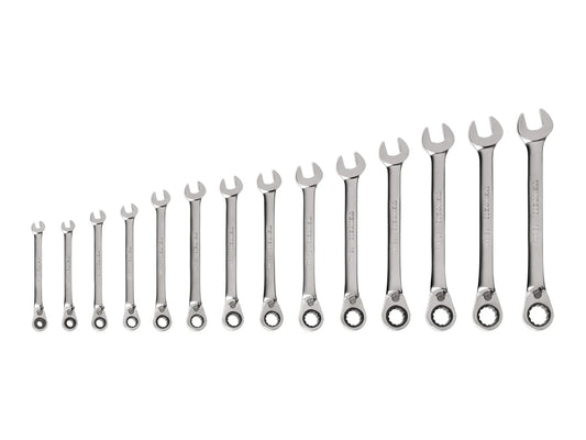Tekton Reversible 12-Point Ratcheting Combination Wrench Set, 14-Piece (6-19 mm) Front View