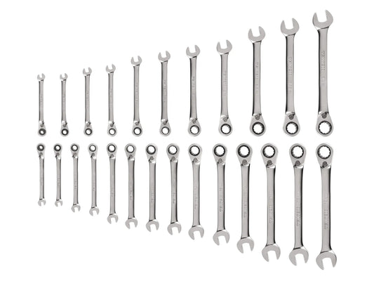 Tekton Reversible 12-Point Ratcheting Combination Wrench Set, 25-Piece (1/4-3/4 in, 6-19 mm) Front View