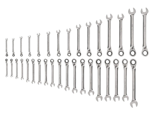 Tekton Reversible 12-Point Ratcheting Combination Wrench Set, 34-Piece (1/4-1 in, 6-24 mm) Front View
