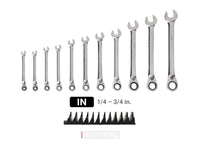 Tekton Reversible 12-Point Ratcheting Combination Wrench Set with Modular Organizers, 11-Piece (1/4-3/4 in) Front View