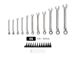 Tekton Reversible 12-Point Ratcheting Combination Wrench Set with Modular Organizers, 11-Piece (1/4-3/4 in)