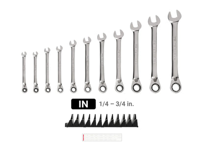 Tekton Reversible 12-Point Ratcheting Combination Wrench Set with Modular Organizers, 11-Piece (1/4-3/4 in)