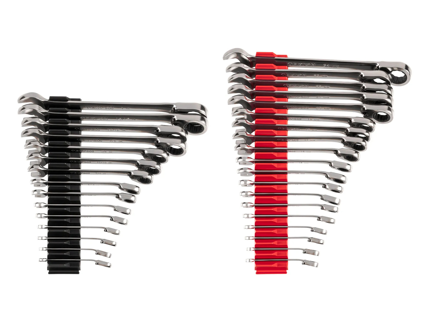 Tekton Reversible 12-Point Ratcheting Combination Wrench Set with Modular Organizers, 34-Piece (1/4-1 in, 6-24 mm)