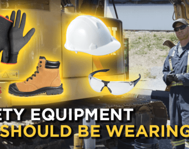 Safety equipment for a heavy duty mechanic with text saying "Safety equipment you should be wearing"
