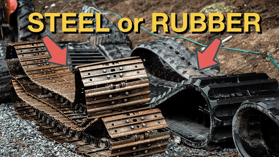 steel and rubber tracks side-by-side on a construction site