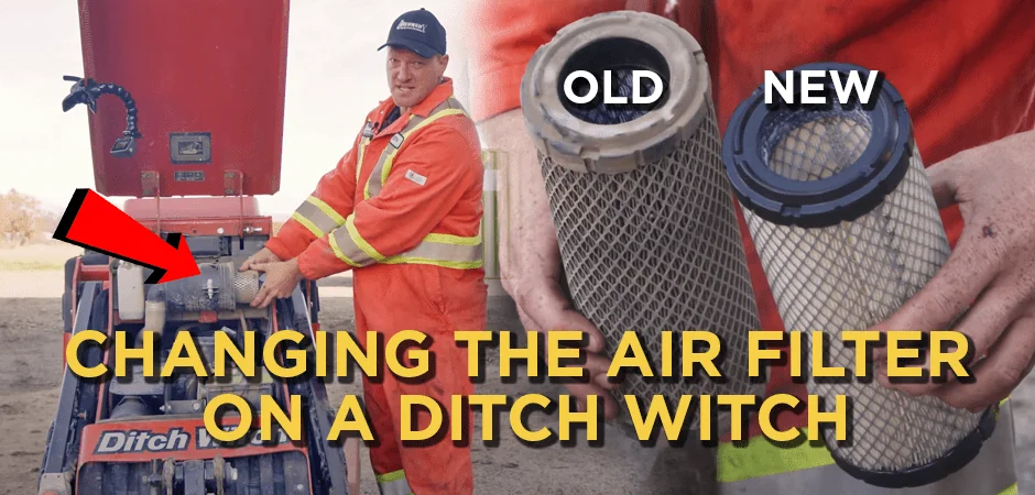 Comparing old and new air filters for a Ditch Witch SK755