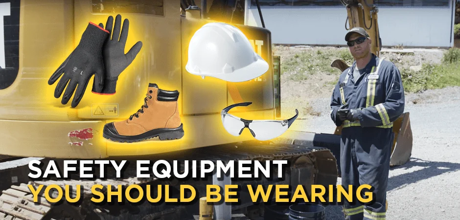 Safety equipment for a heavy duty mechanic with text saying "Safety equipment you should be wearing"