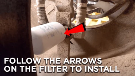 Installing the filter as per the arrows markings on it