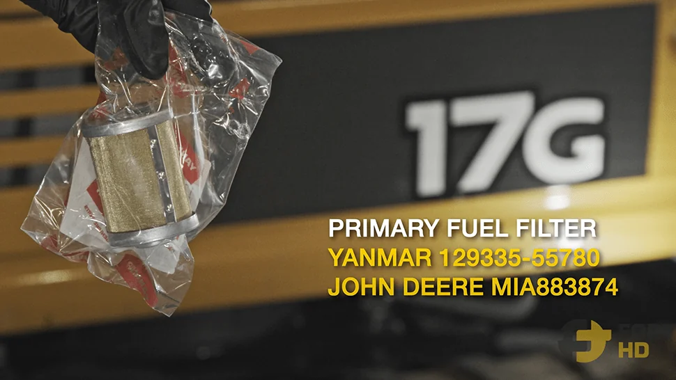 Primary fuel filter for a John Deere 17G Mini Excavator.