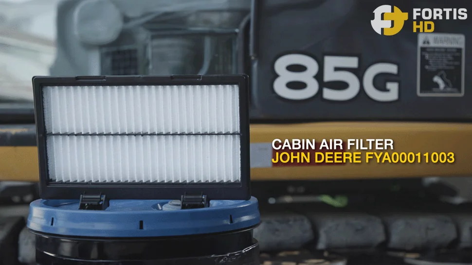 Cabin air filter for a John Deere 85G Excavator.