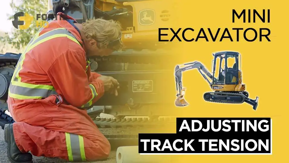 A heavy-duty mechanic shows the process of adjusting track tension on mini excavators.