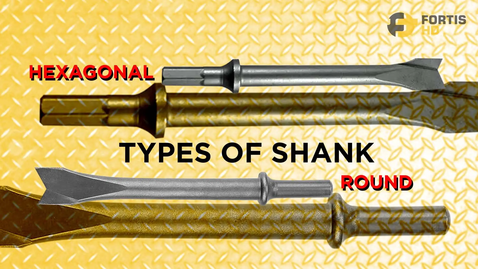 Comparison between two types of shanks of chisel bits: round and hex.